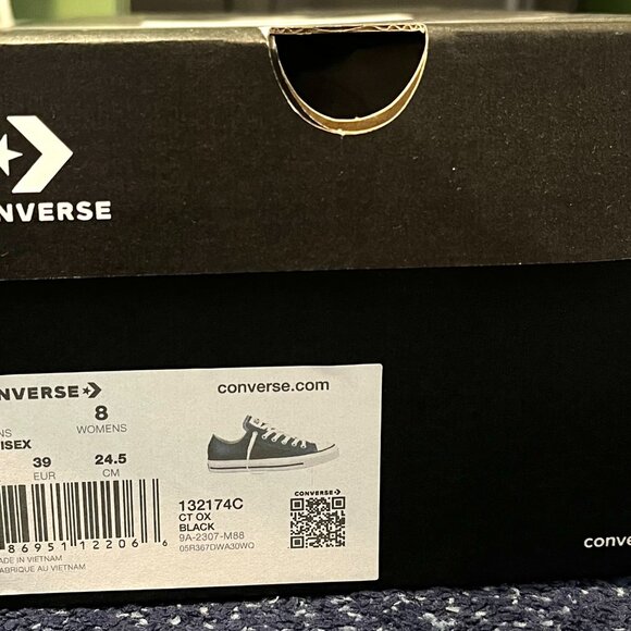 CONVERSE All Star Black White LEATHER Chuck Taylor Sneakers - Picture 3 of 5